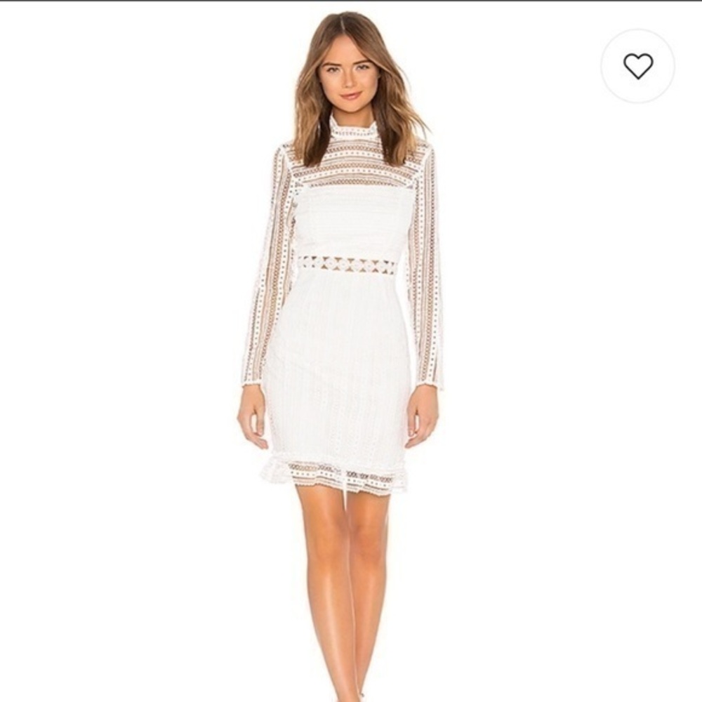 BARDOT Vivian Splice High-Neck long sleeve Lace Dress Ivory size 4 (XS)